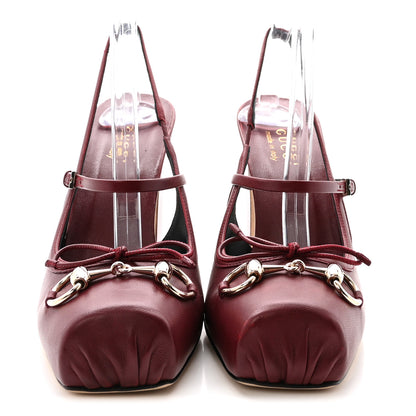 Gucci Nappa Charlotte Horsebit Ballet Mary Jane Pumps 38 Rosso Ancora Red 3 of 10