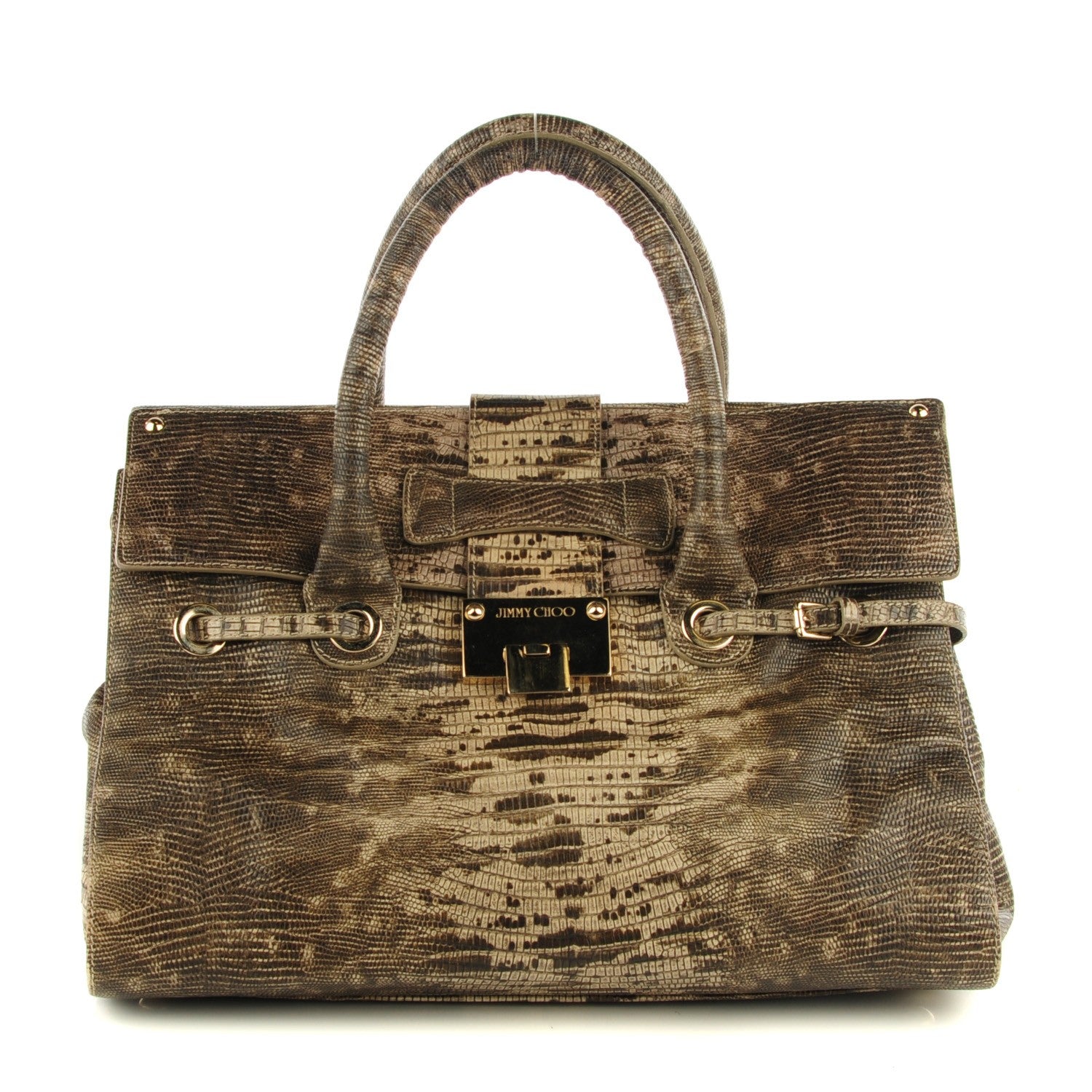 Jimmy Choo Lizard Embossed Large Rosalie Satchel 1 of 8