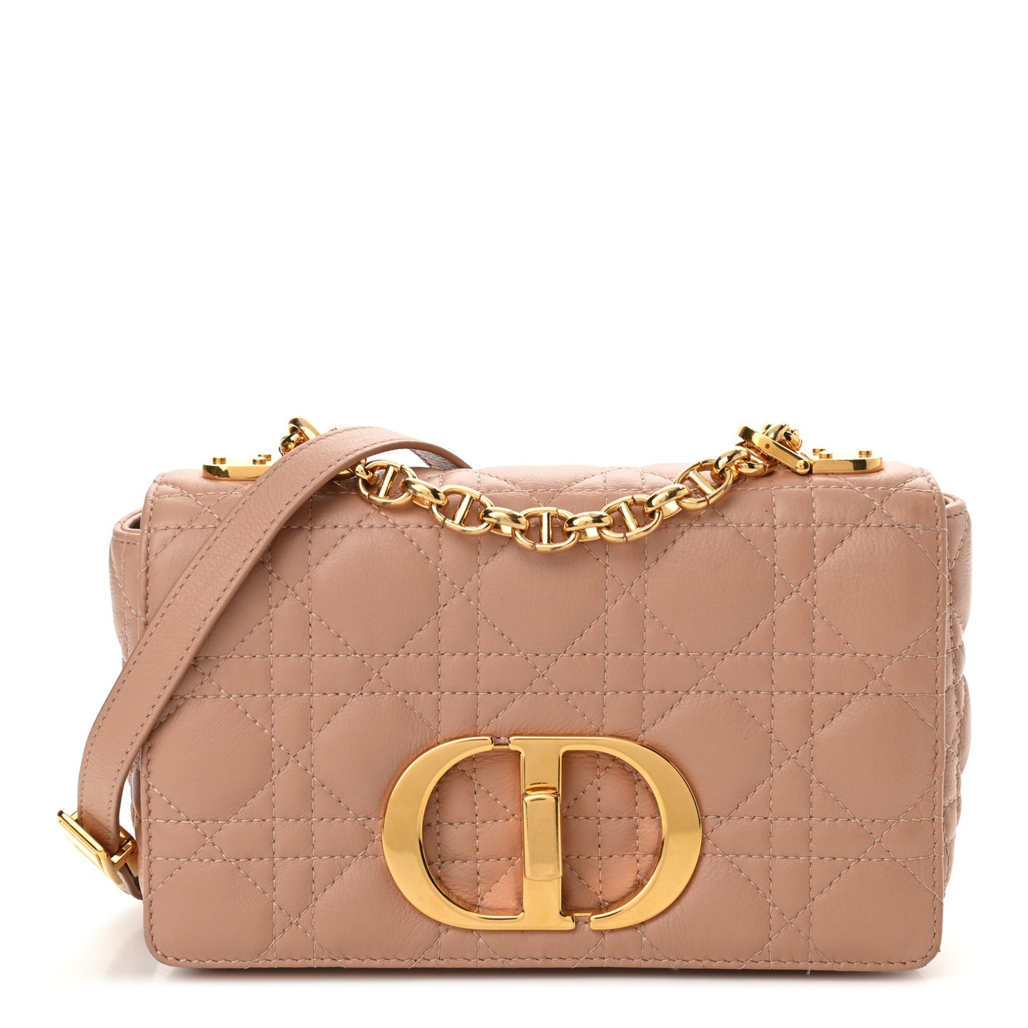 Calfskin Cannage Small Caro Bag Rose De Vents