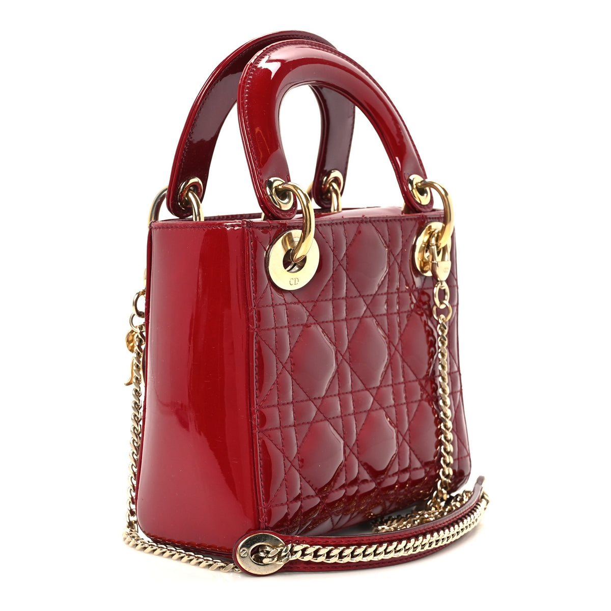 Patent Cannage Mini Lady Dior Red