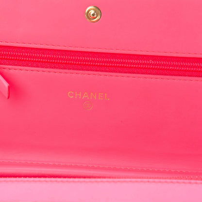 Chanel Patent Calfskin Quilted Boy Wallet On Chain WOC Pink 6 of 15