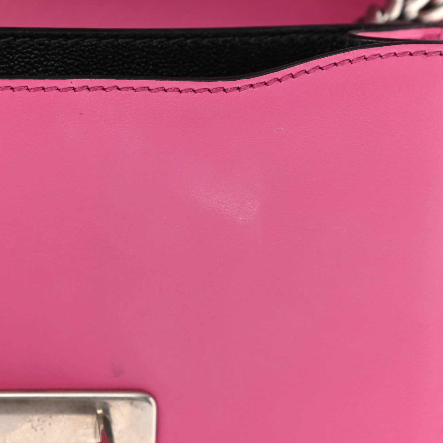 City Calf Saffiano Studded Cahier Bag Fuxia Black