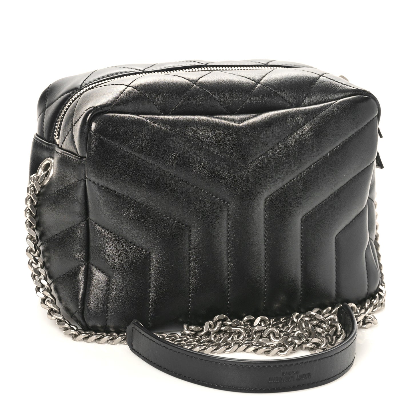 Calfskin Y Quilted Monogram Small Loulou Bowling Bag Black