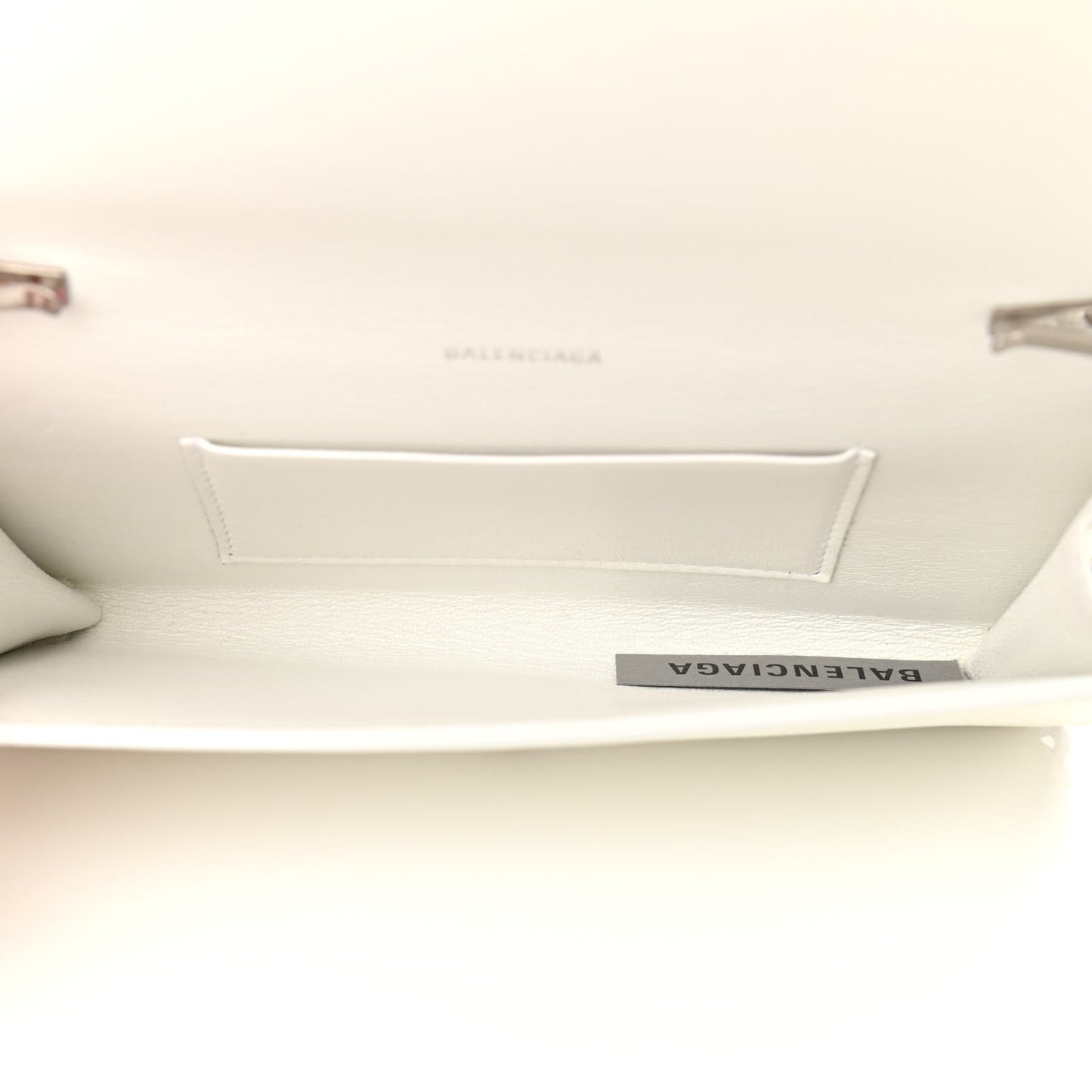 Grained Calfskin Logo Cash Phone Holder Wallet On Chain White Fluo Pink