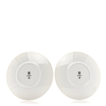 Hermes Porcelain H Deco Dinner Plate Set of 2 Black White 2 of 7