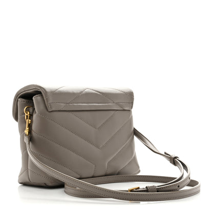 Saint Laurent Calfskin Y Quilted Monogram Toy Loulou Crossbody Bag Greyish Brown 3 of 12