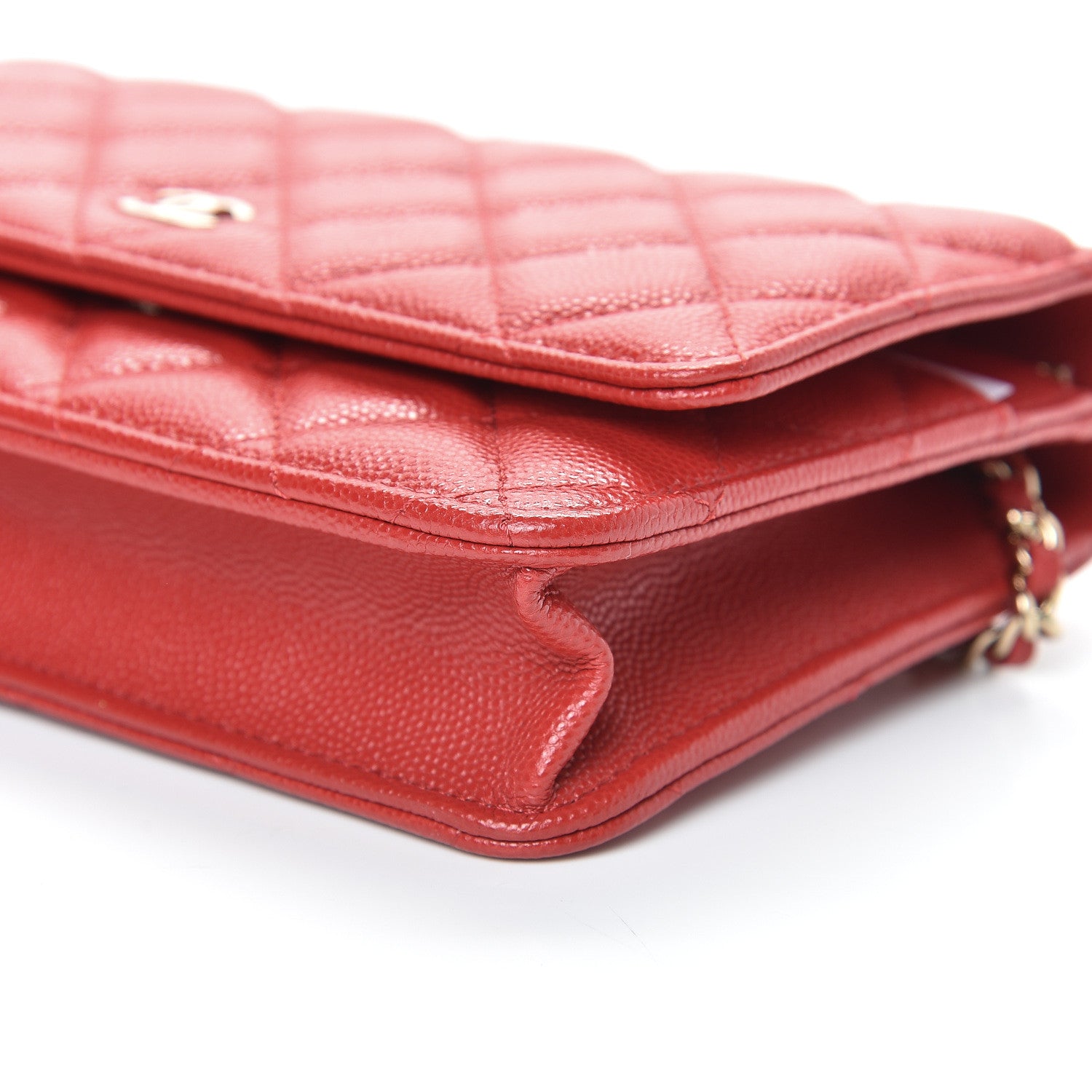Chanel Caviar Quilted Wallet on Chain WOC Red 10 of 11