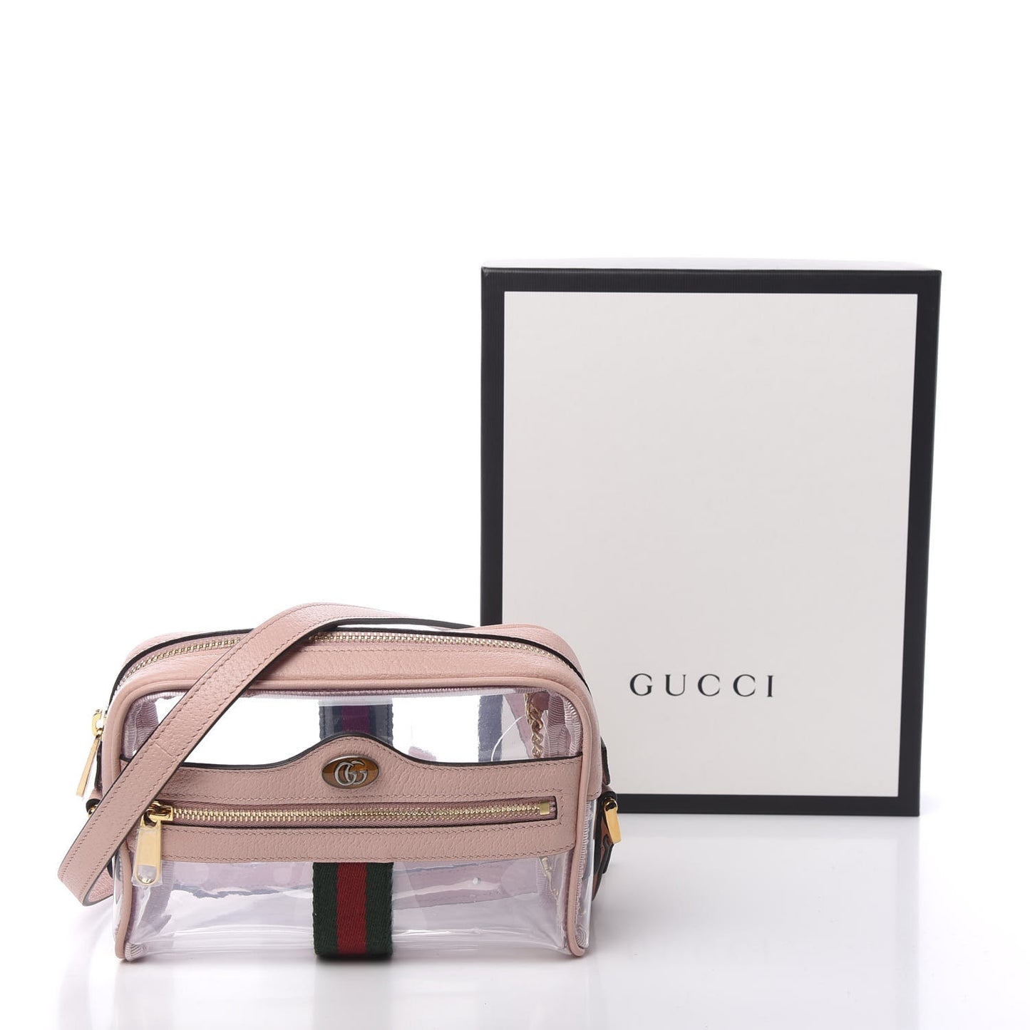 Vinyl Web Mini Ophidia Transparent Shoulder Bag Perfect Pink