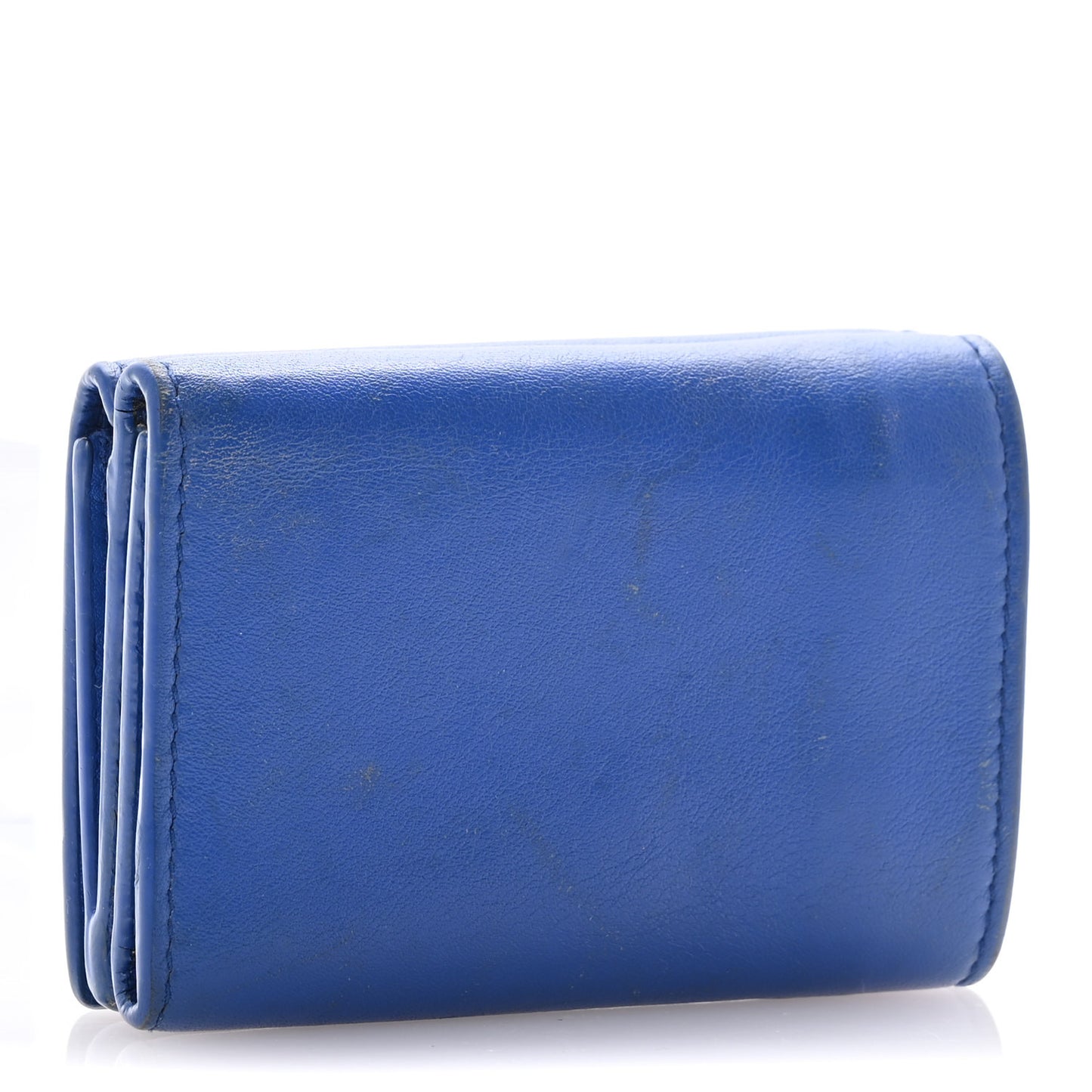 Calfskin Kittens Logo Wallet Electric Blue White