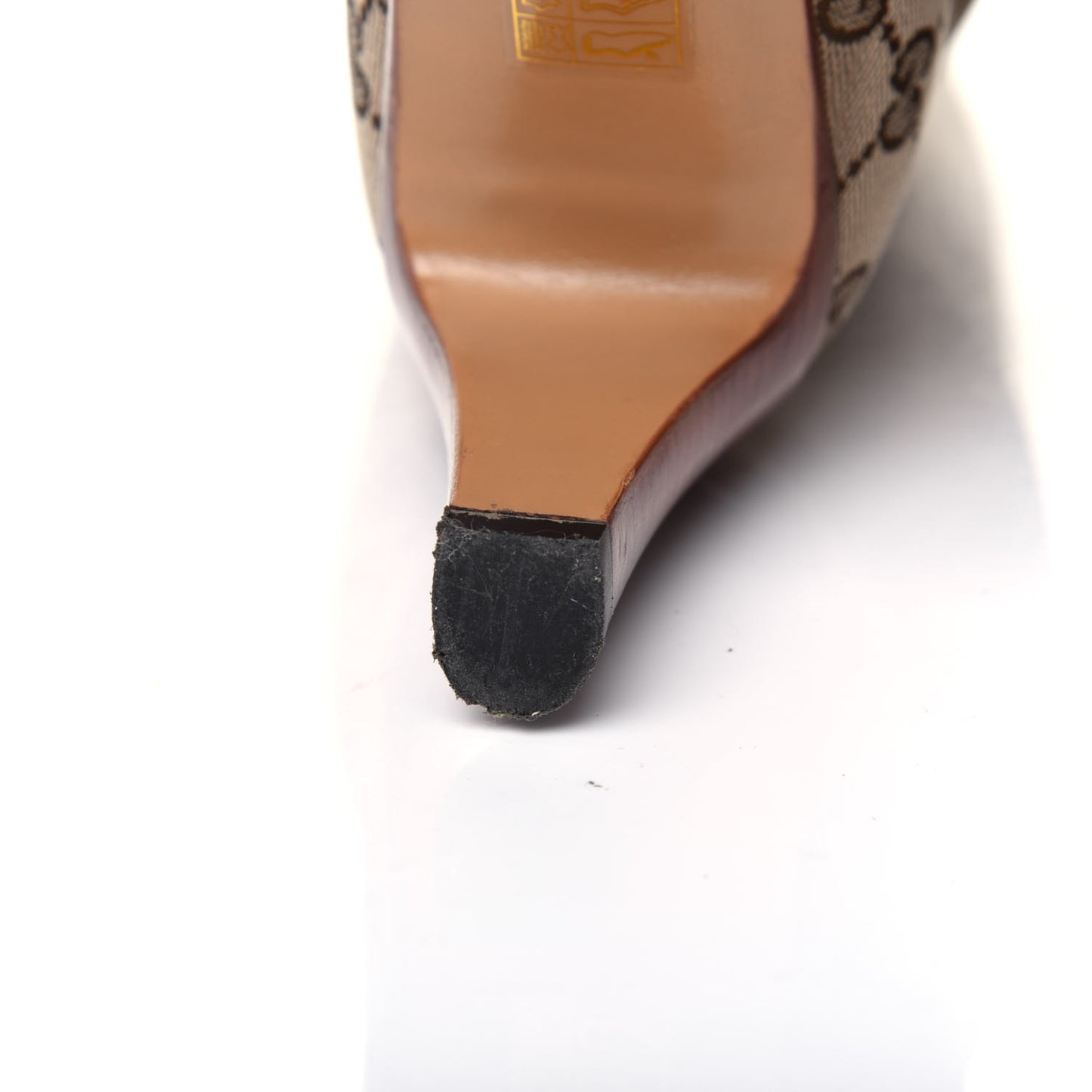 Monogram Lisa Mid Heel Boots 38 Beige Ebony