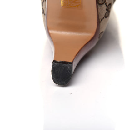 Gucci Monogram Lisa Mid Heel Boots 38 Beige Ebony 10 of 12