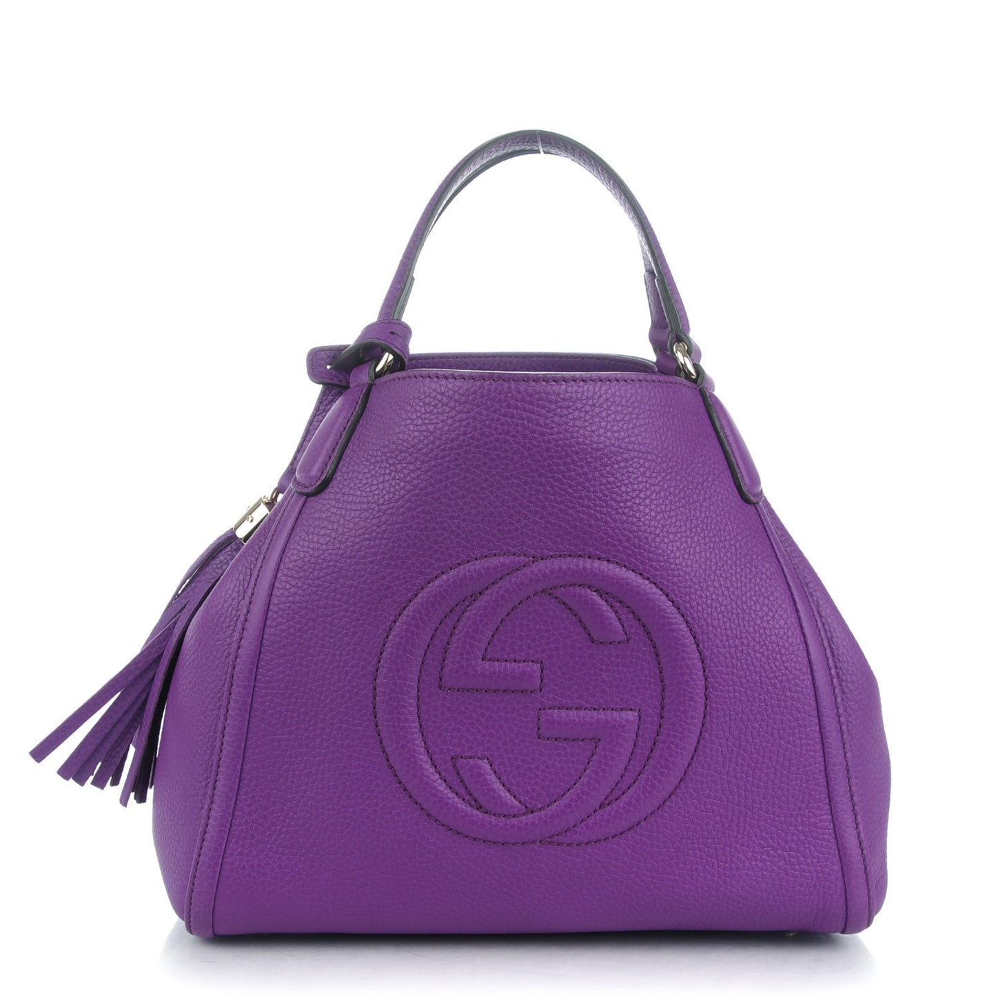 Pebbled Calfskin Small Soho Shoulder Bag Shine Purple