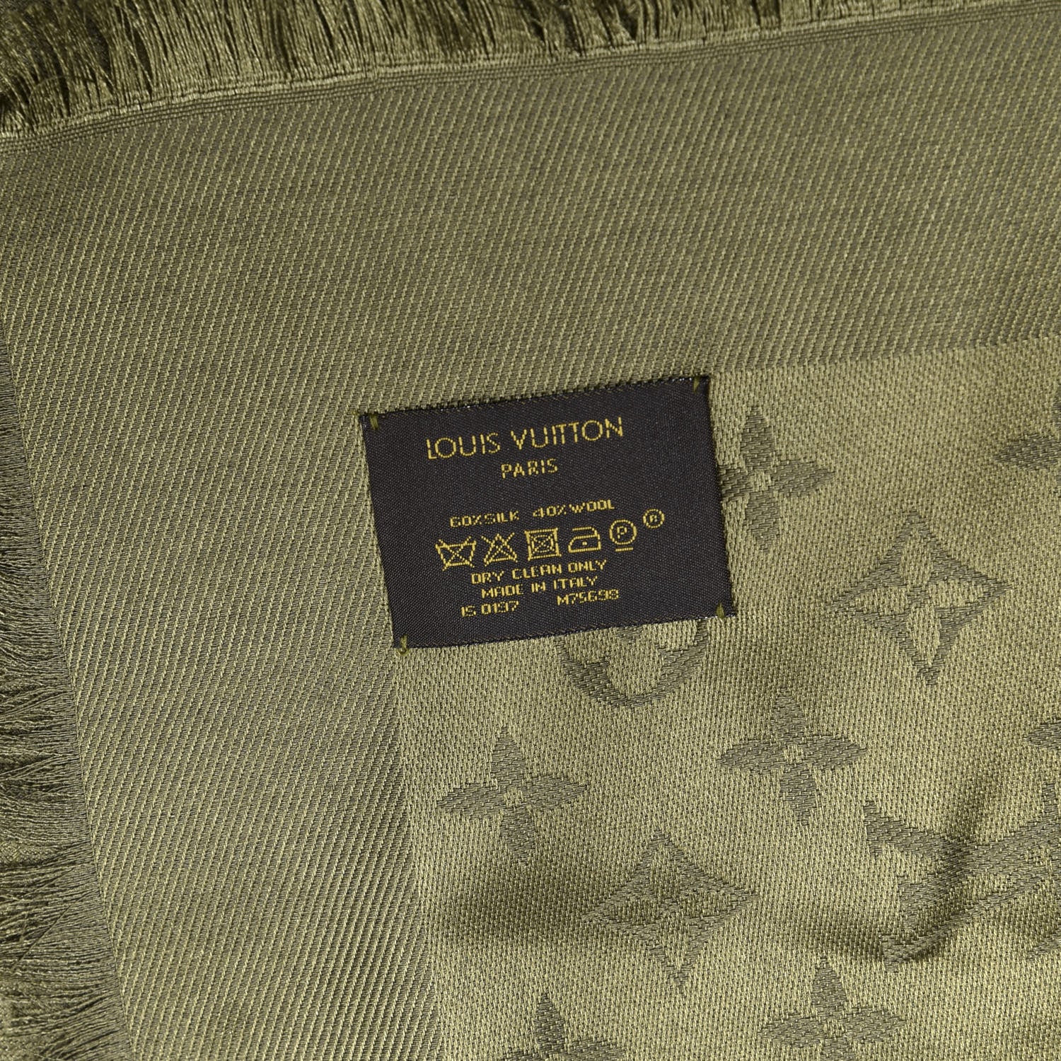 Louis Vuitton Silk Wool Monogram Shawl Kaki 3 of 4