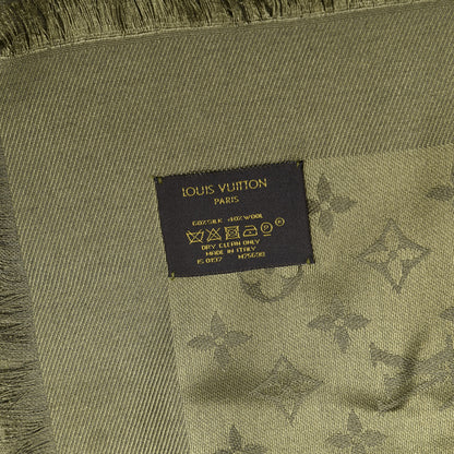Louis Vuitton Silk Wool Monogram Shawl Kaki 3 of 4