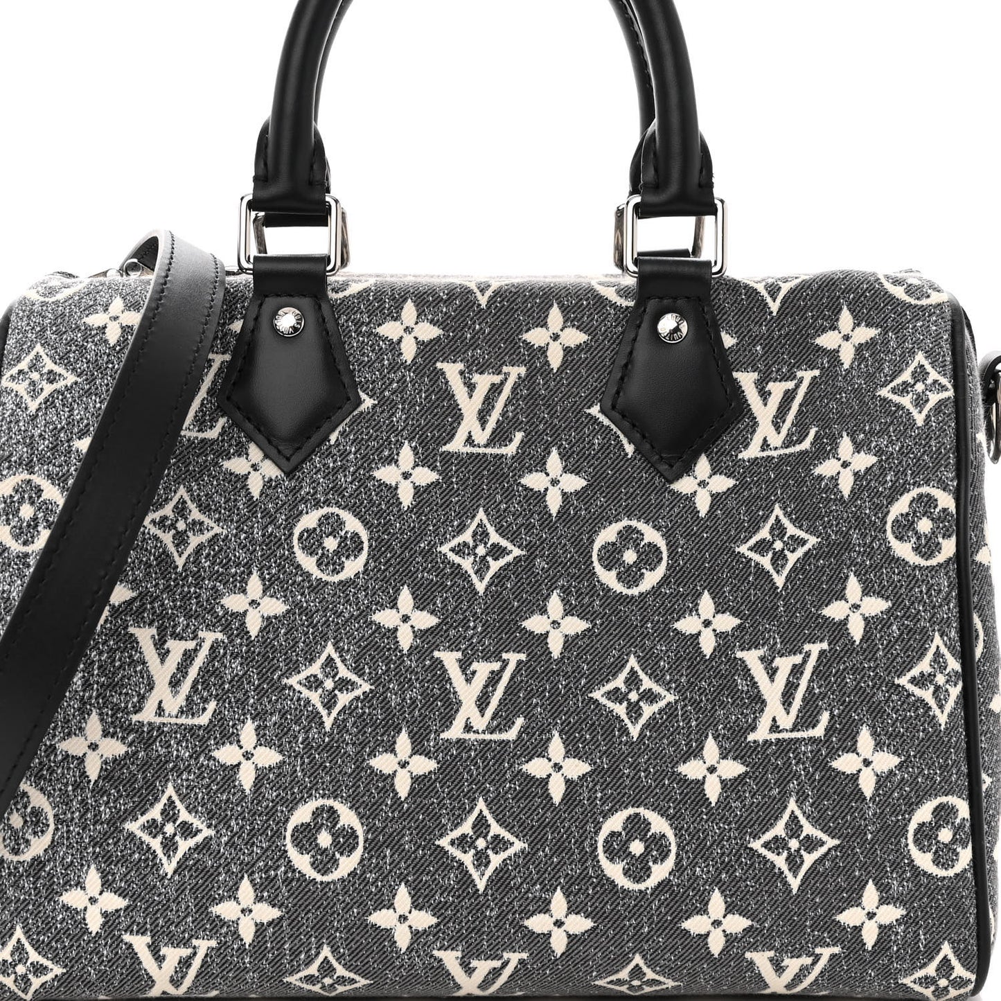 Denim Monogram Jacquard Speedy Bandouliere 25 Black