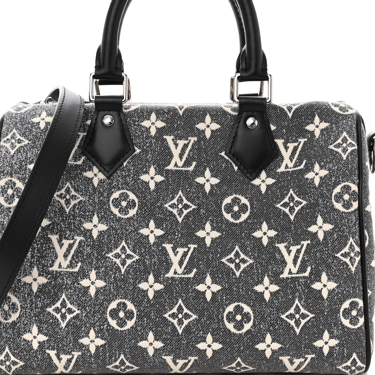 Louis Vuitton Denim Monogram Jacquard Speedy Bandouliere 25 Black 8 of 10