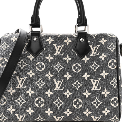 Louis Vuitton Denim Monogram Jacquard Speedy Bandouliere 25 Black 8 of 10