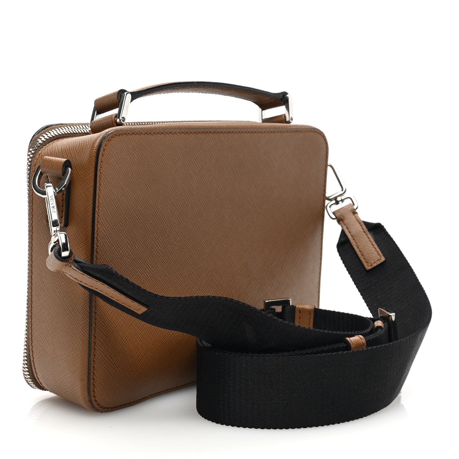 Prada Saffiano Travel Medium Brique Crossbody Bag Cannella 3 of 9