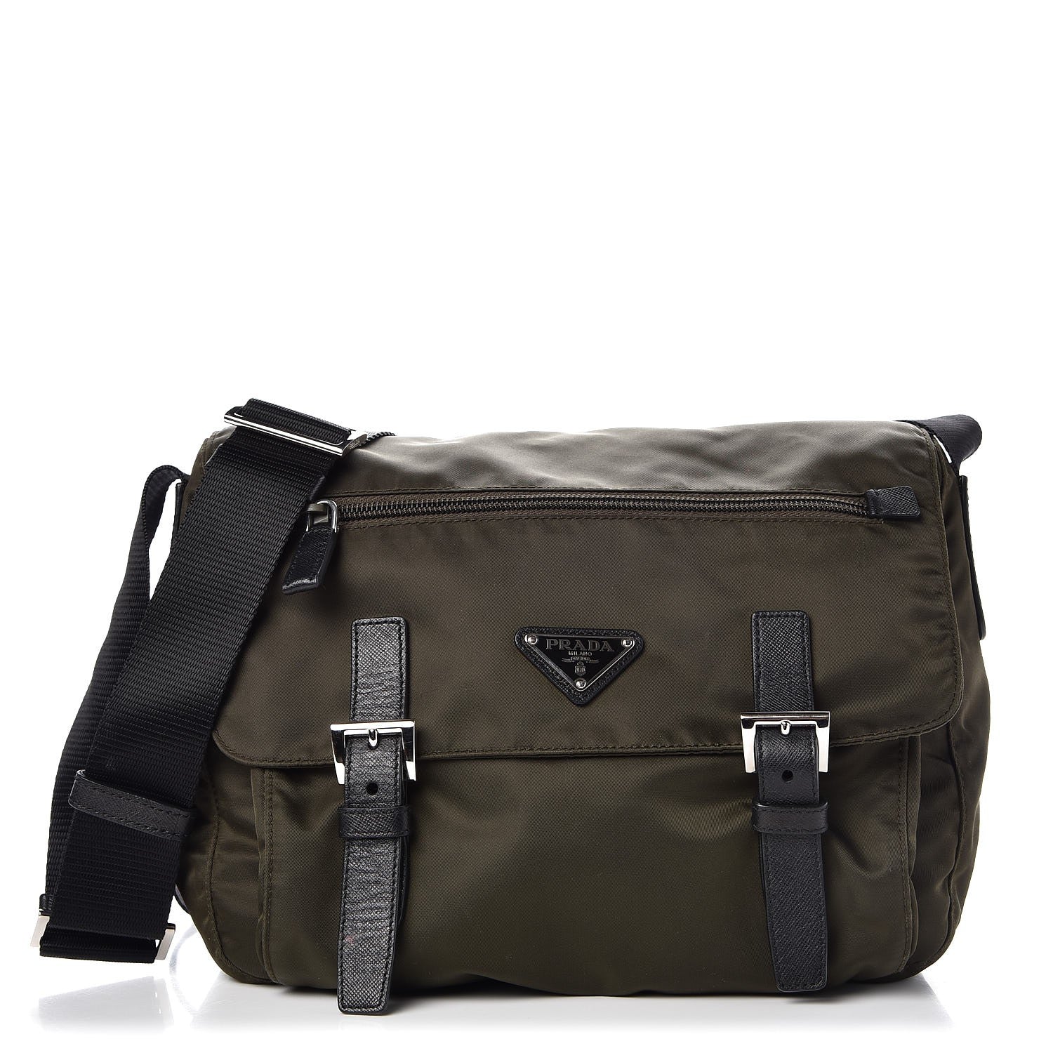 Prada Tessuto Nylon Saffiano Messenger Bag Mimetico 1 of 10
