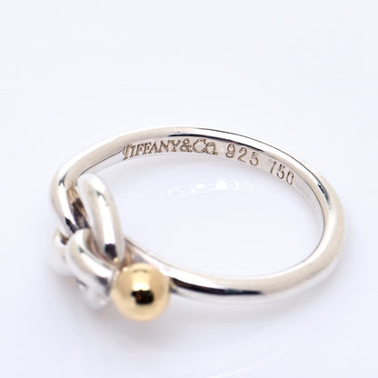 Tiffany Sterling Silver 18K Yellow Gold Love Knot Ring 48 4.5 5 of 6