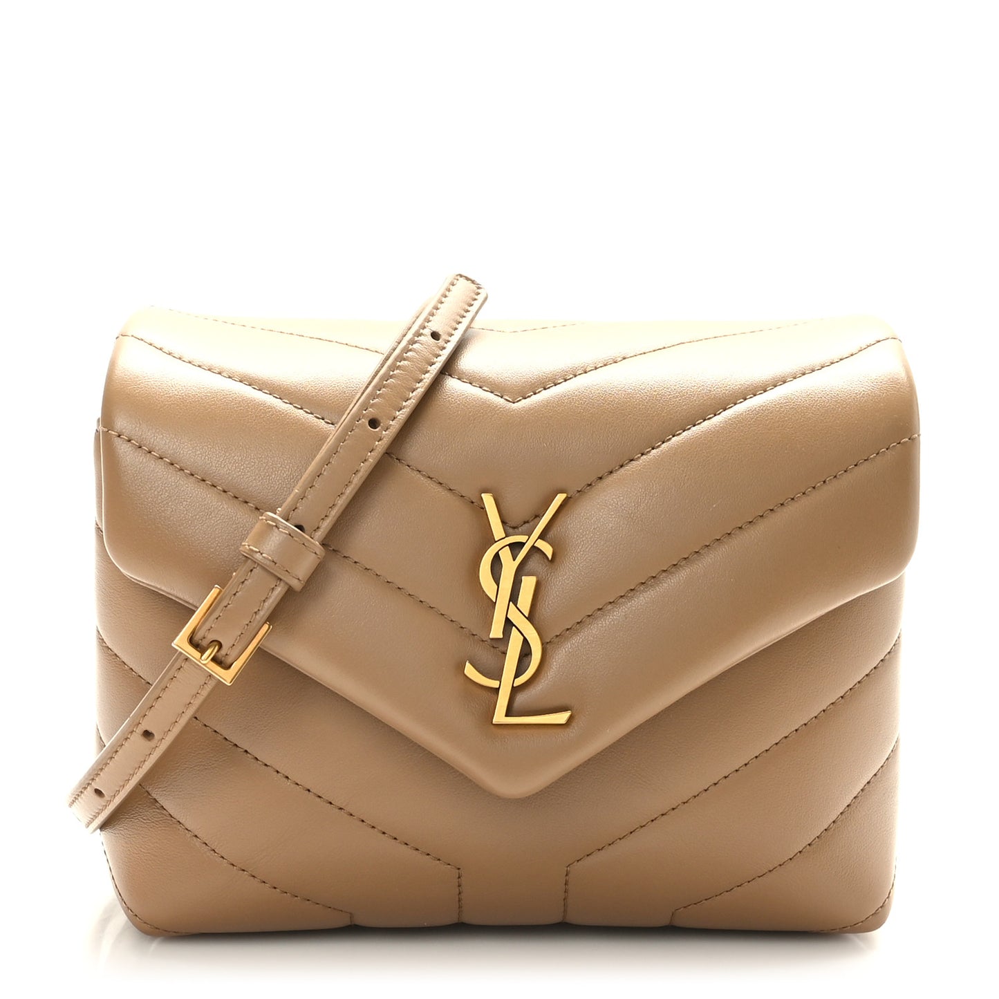 Calfskin Y Quilted Monogram Toy Loulou Crossbody Bag Latte