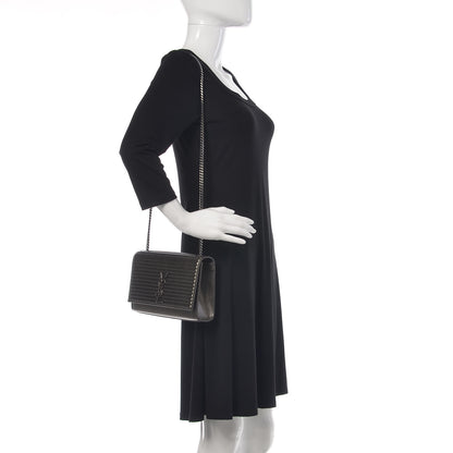 Saint Laurent Ribbed Calfskin Medium Monogram Kate Satchel Anthracite 2 of 11