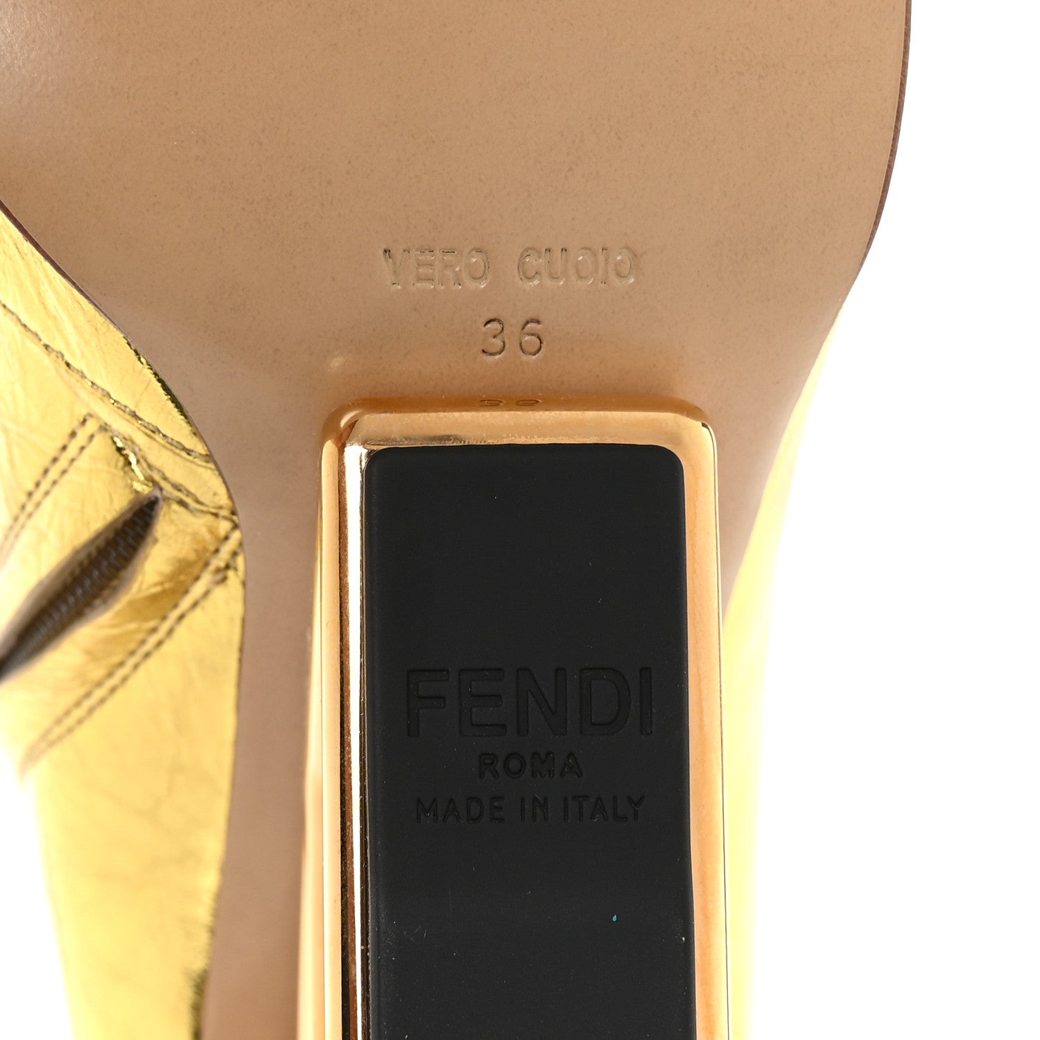 Fendi Laminated Craquele Nappa Fendi First 95mm Booties 36 Gold 7 of 7