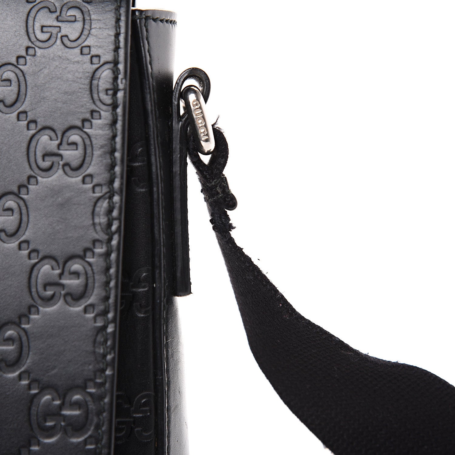 Gucci Guccissima Signature Single Buckle Flap Messenger Bag Black 13 of 14