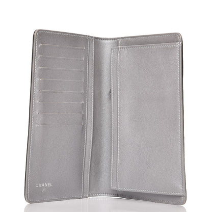 Chanel Lambskin Camellia Embossed Yen Wallet Black 5 of 22