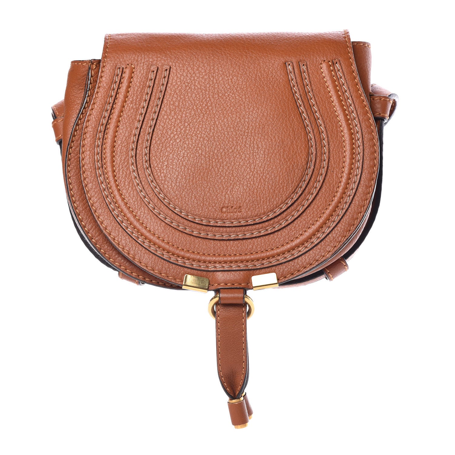 Chloe Calfskin Mini Marcie Round Crossbody Bag Tan 1 of 10