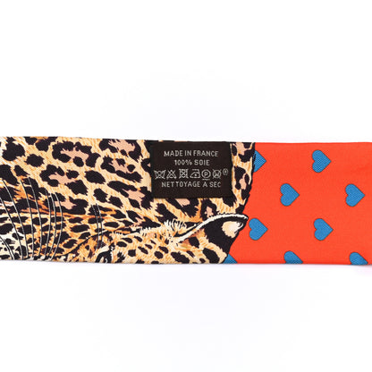 Hermes Silk Jungle Love Love Twilly Orange Bleu Brun 3 of 4