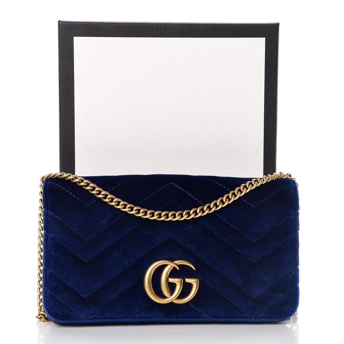 Velvet Matelasse GG Marmont Mini Bag Cobalt Blue