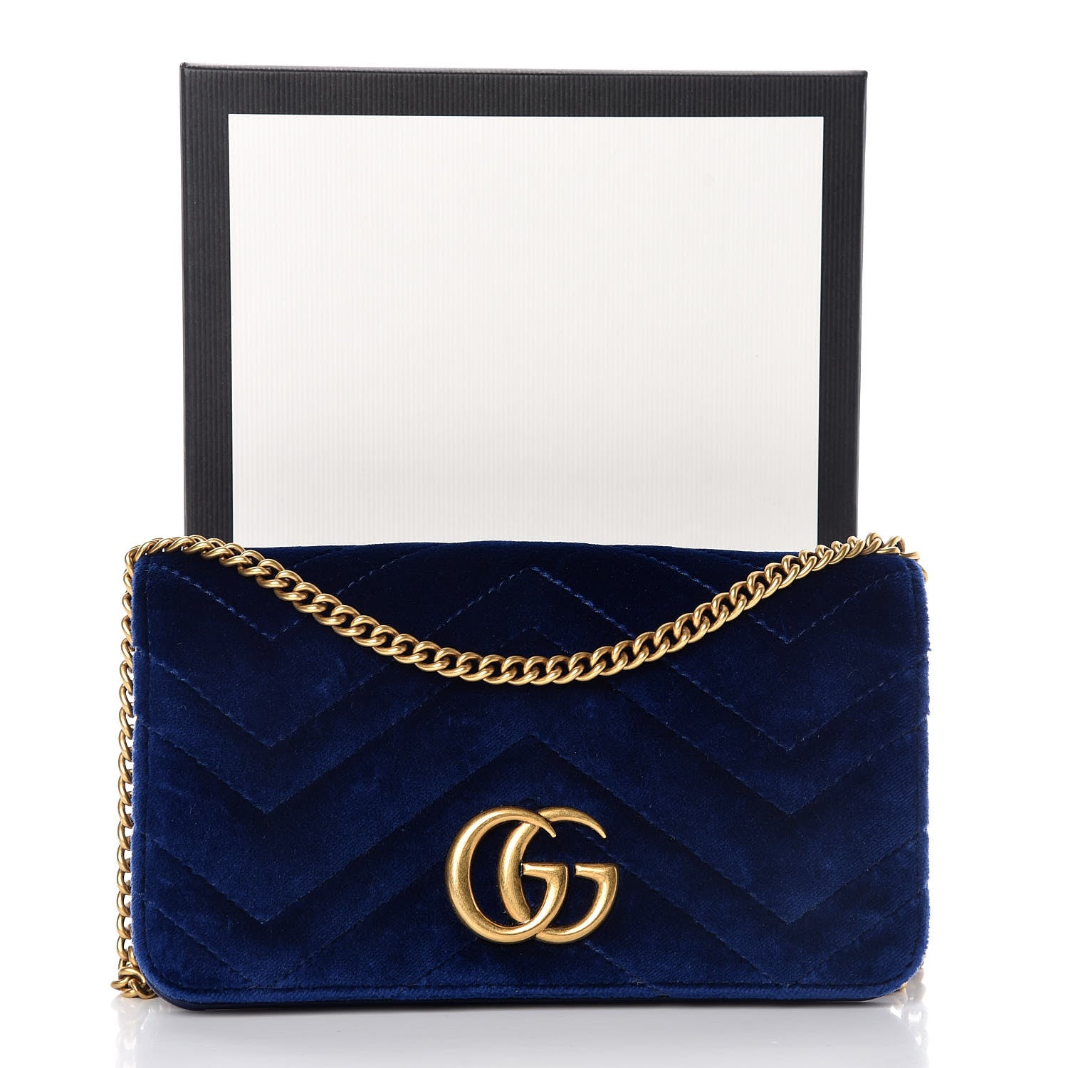 Gucci Velvet Matelasse GG Marmont Mini Bag Cobalt Blue 11 of 11