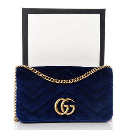 Gucci Velvet Matelasse GG Marmont Mini Bag Cobalt Blue 11 of 11