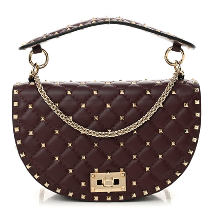 Valentino Garavani Nappa Medium Rockstud Spike Halfmoon Saddle Bag Rubin 1 of 10