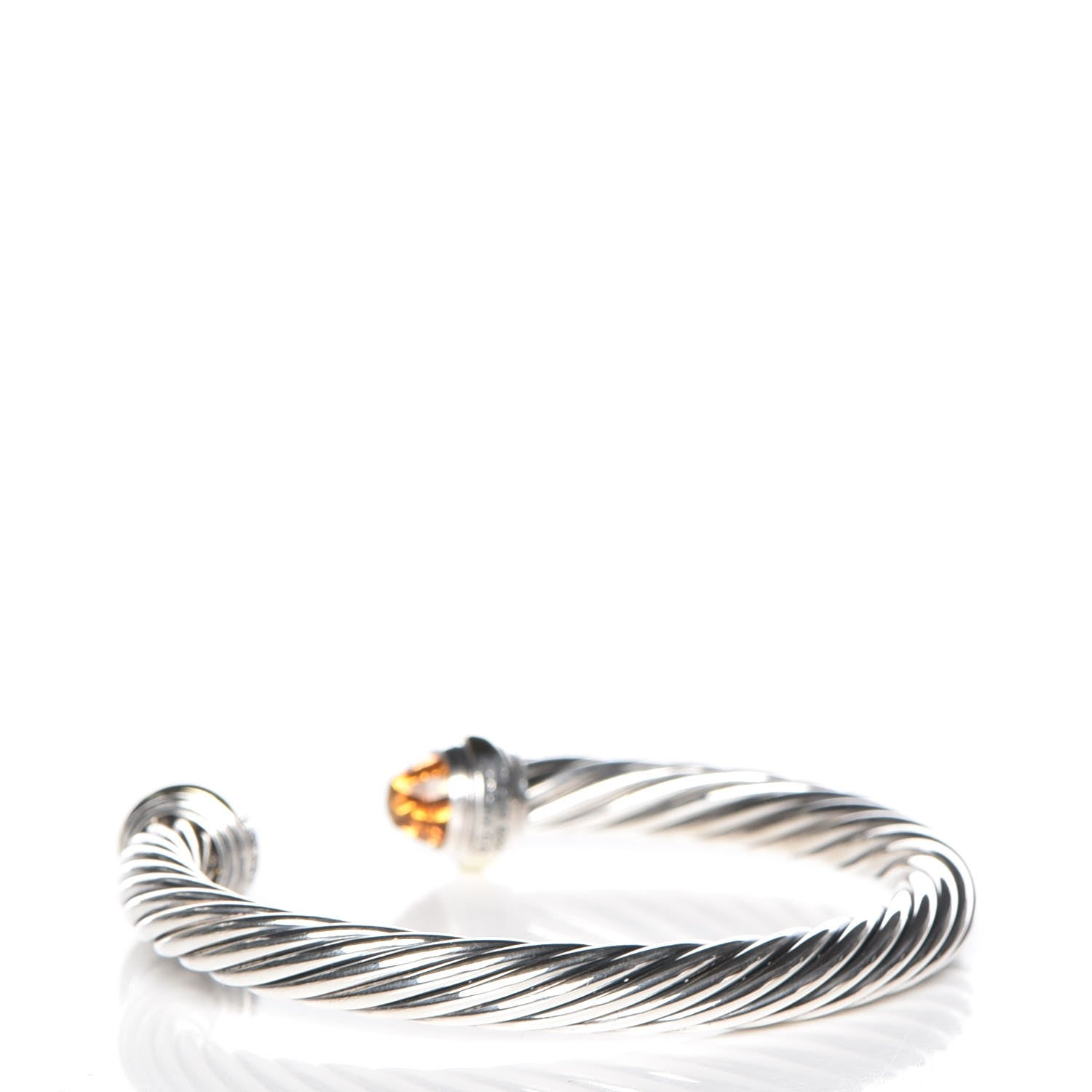 David Yurman Sterling Silver 14K Yellow Gold Citrine 7mm Cable Classics Bracelet 3 of 4