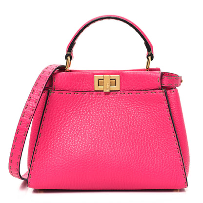 Fendi Cuoio Romano Selleria Mini Peekaboo Iconic Satchel Fuxia 1 of 9