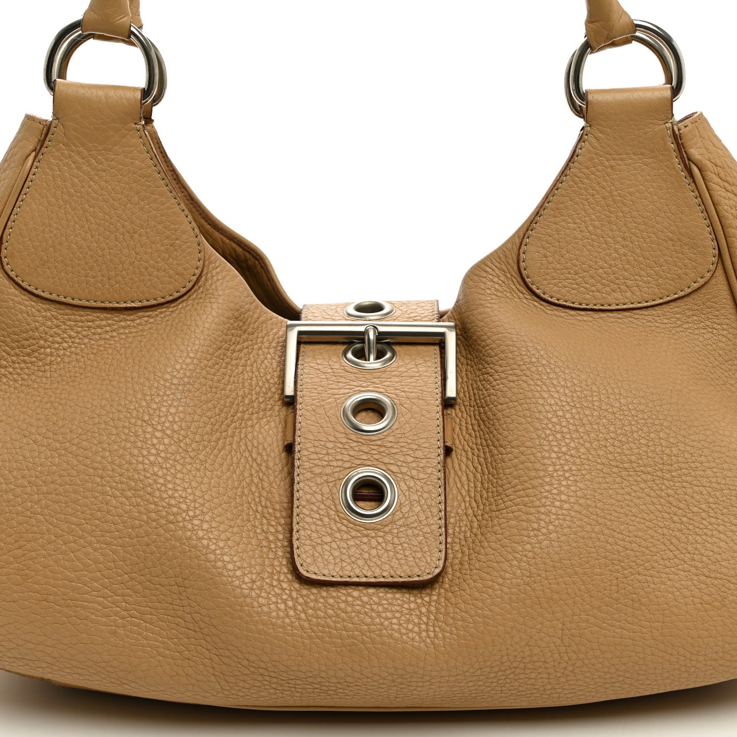 Vitello Daino Moon Shoulder Bag  Sabbia