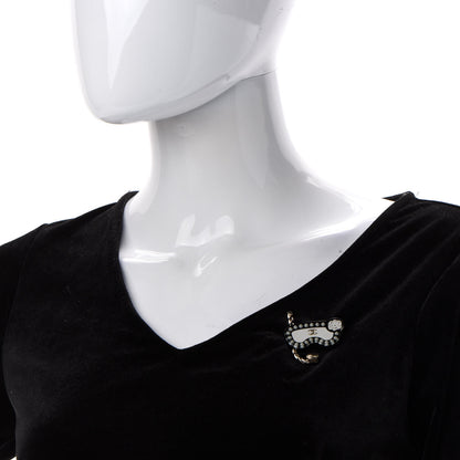Chanel Resin Pearl Snorkeling CC Brooch Black White Gold 2 of 4
