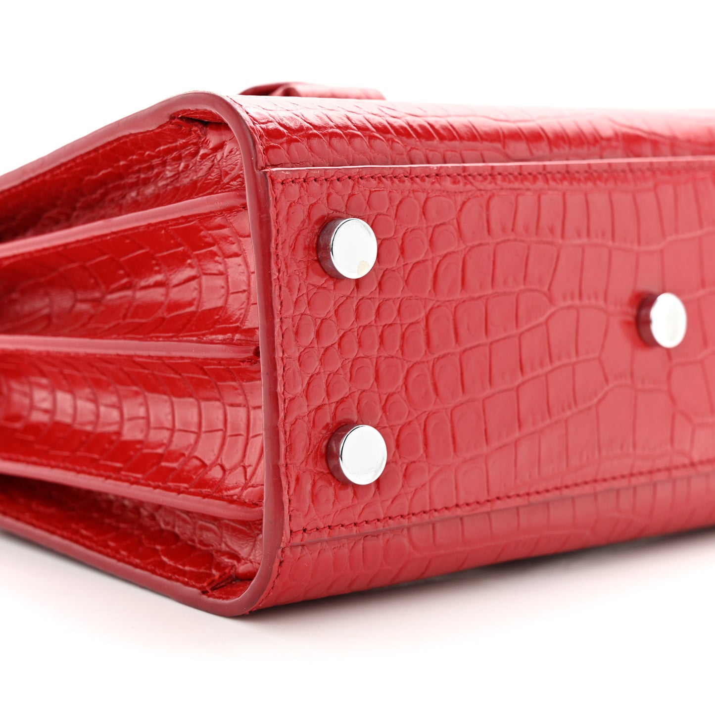 Calfskin Crocodile Embossed Nano Sac De Jour Red