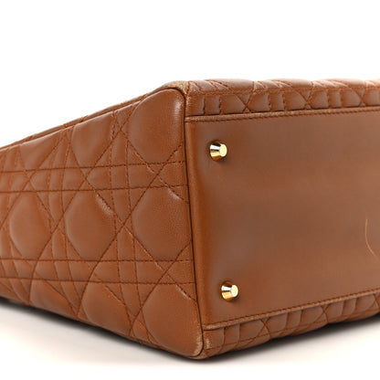 Christian Dior Lambskin Cannage Medium Lady Dior Tan 9 of 12