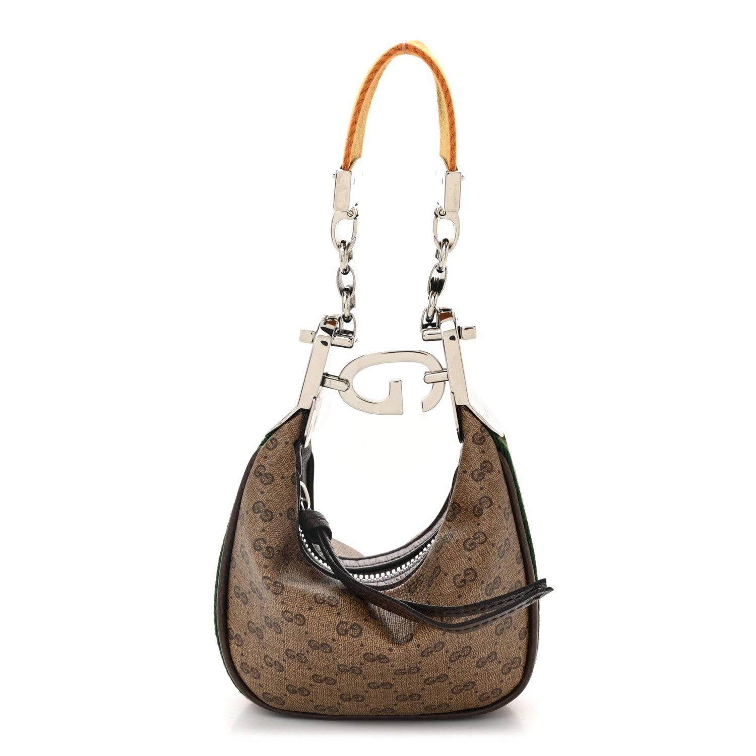 Gucci GG Supreme Monogram Textured Calfskin Web Mini Attache Hobo Beige Ebony New Acero 1 of 10