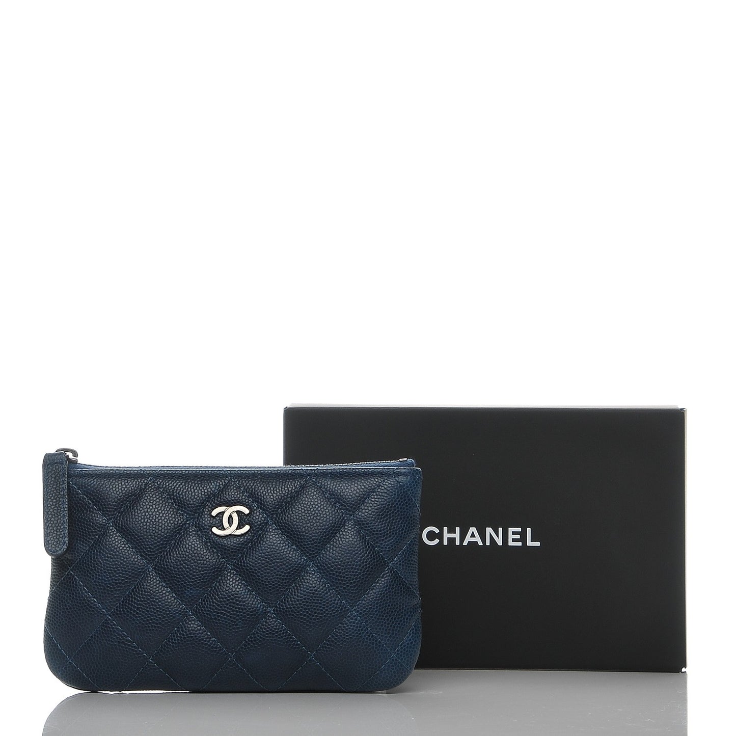 Caviar Quilted Small Cosmetic Case Navy