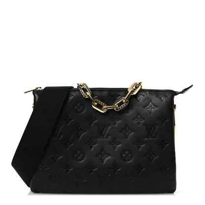 Louis Vuitton Lambskin Embossed Monogram Coussin PM Black 1 of 12