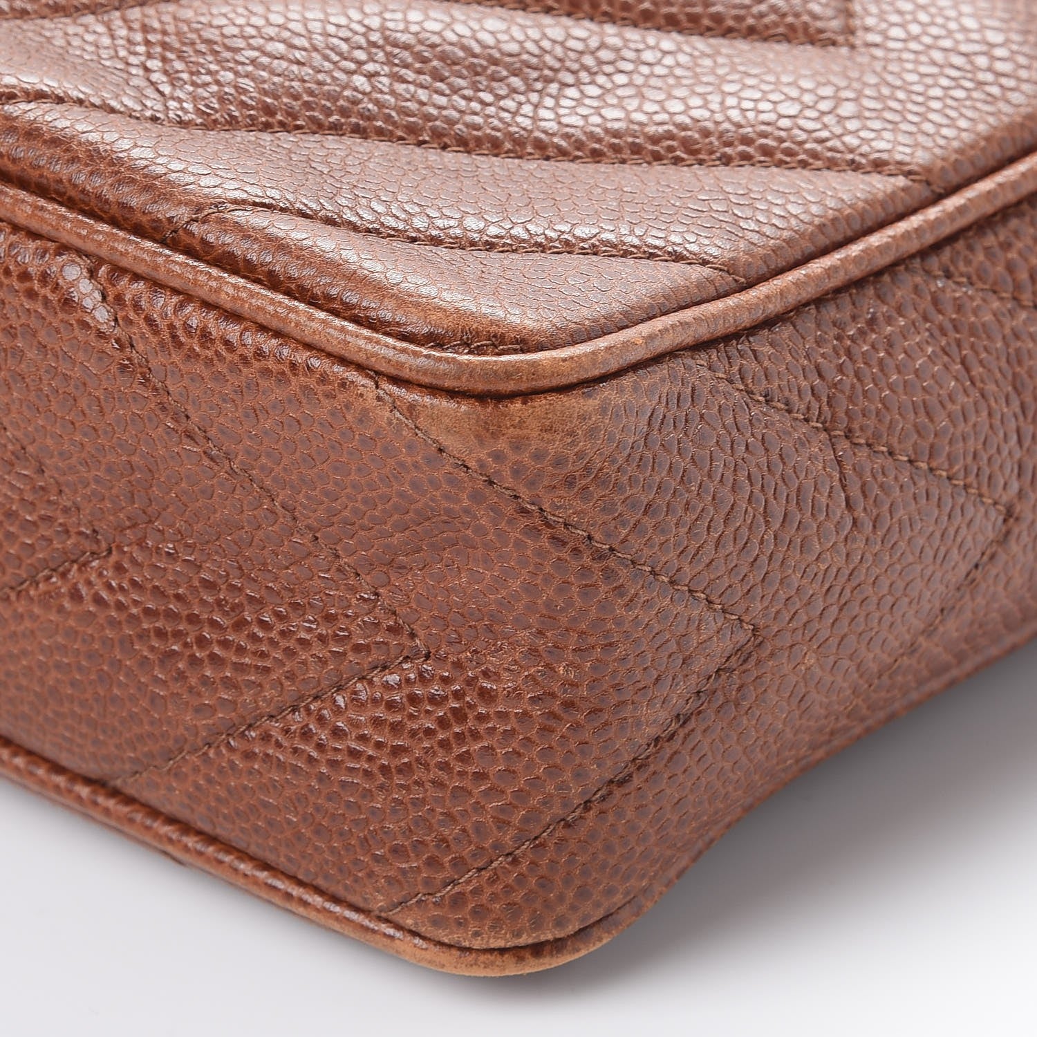 Chanel Caviar Chevron Quilted Tassel Camera Case Brown 16 of 17