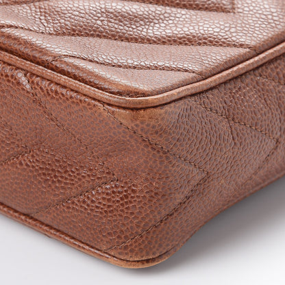 Chanel Caviar Chevron Quilted Tassel Camera Case Brown 16 of 17