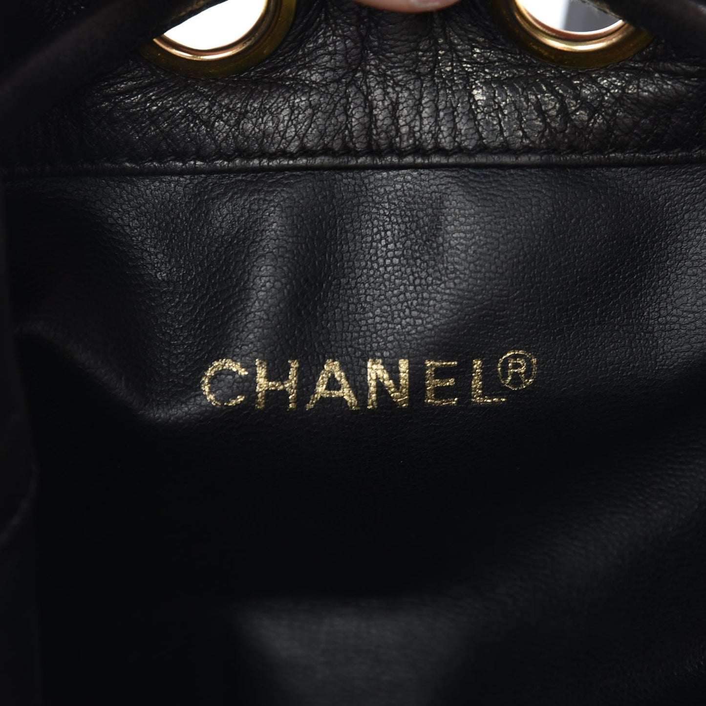 Velvet CC Drawstring Bucket Bag Black