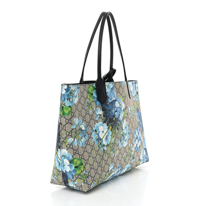 Gucci GG Supreme Monogram Blooms Medium Reversible Tote Beige Blue Navy 4 of 21
