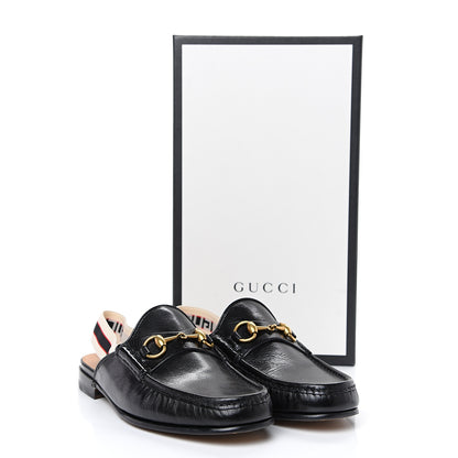 Gucci Goatskin Stripe Mens Horsebit Slingback Slippers 8 Black 11 of 11