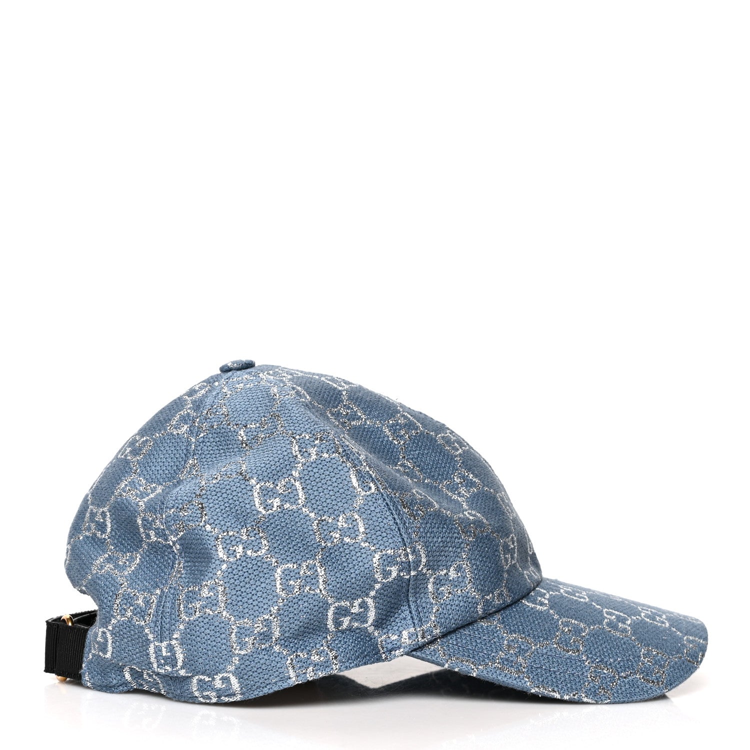 Gucci Canvas Lame GG Monogram Rush Baseball Hat XL Blue Silver 5 of 9